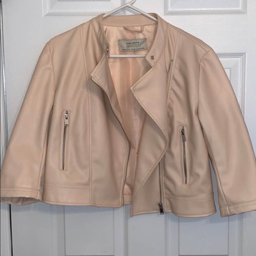 light pink leather jacket
